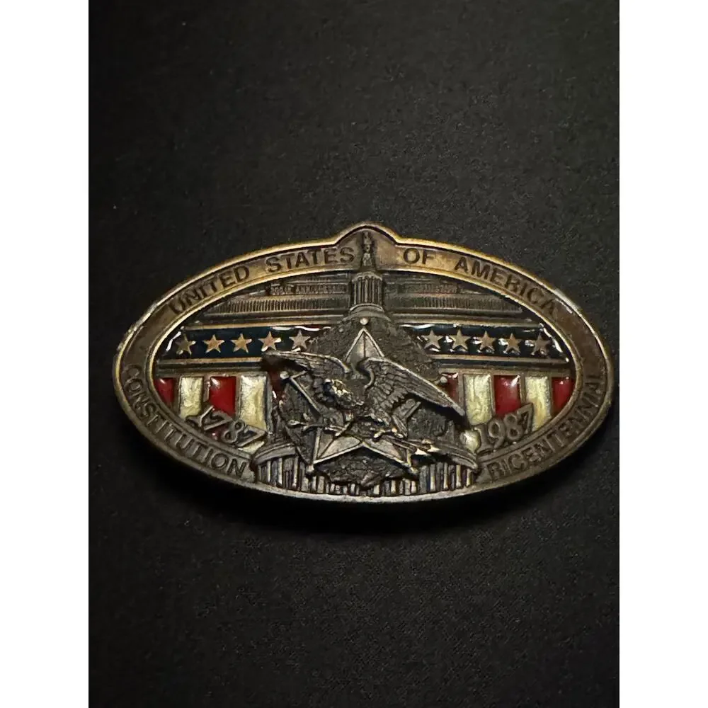 Vintage Heavy USA Bicentennial‎ Numbered Belt Buckle